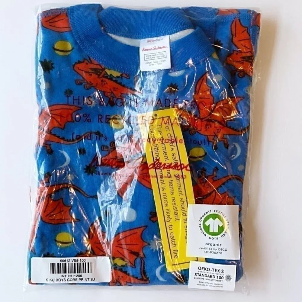 NWT Hanna Andersson Space Dragons Boys Short John Pajama Set 2T 3T